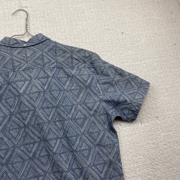 Quicksilver Modern Fit Men's L Light Blue Doodle Button Up Short Sleeve Shirt - Picture 14 of 16